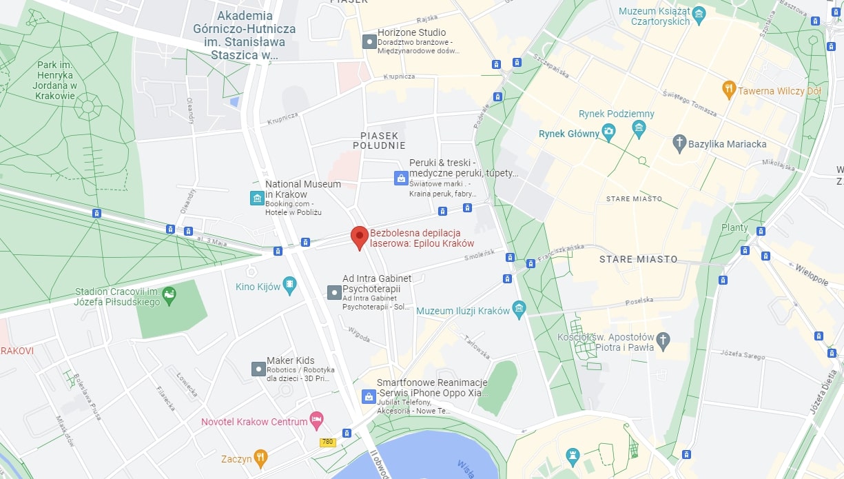 Depilacja laserowa Kraków - mapa